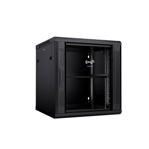 Cabcoil Шкаф настенный 19", 18u 600x450x769, дверь стекло в металлической раме, цвет черный