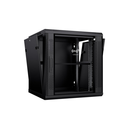 Cabcoil Шкаф настенный 19", 18u 600x450x769, дверь стекло в металлической раме, цвет черный
